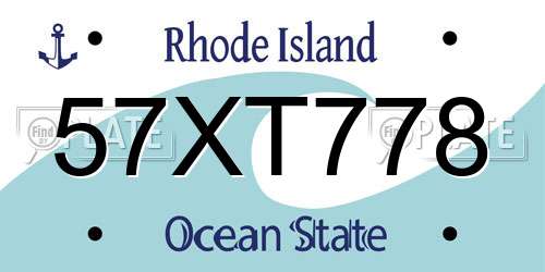 57XT778 Rhode Island License Plate
