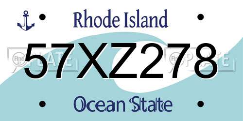 57XZ278 Rhode Island License Plate