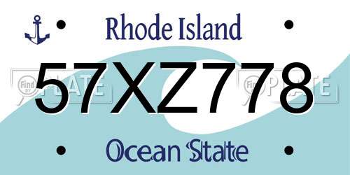 57XZ778 Rhode Island License Plate