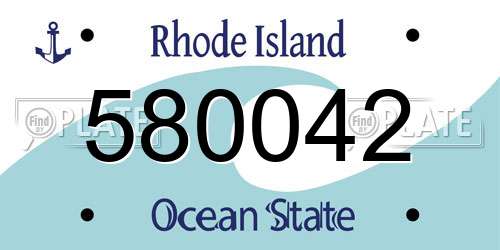 580042 Rhode Island License Plate
