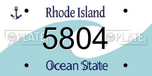 5804 Rhode Island License Plate