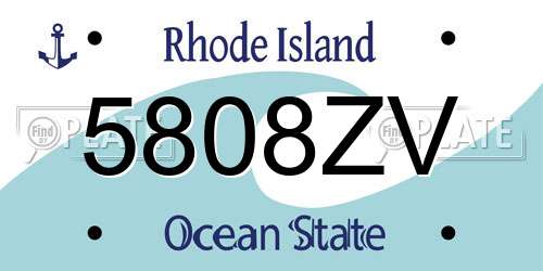 5808ZV Rhode Island License Plate