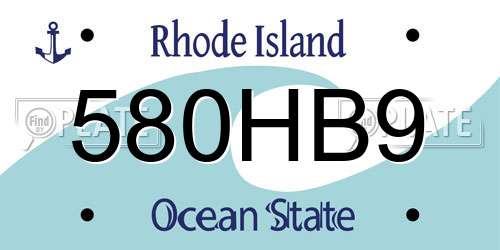 580HB9 Rhode Island License Plate
