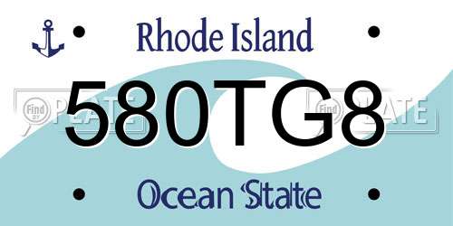 580TG8 Rhode Island License Plate