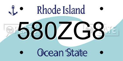 580ZG8 Rhode Island License Plate