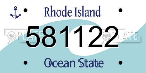 581122 Rhode Island License Plate