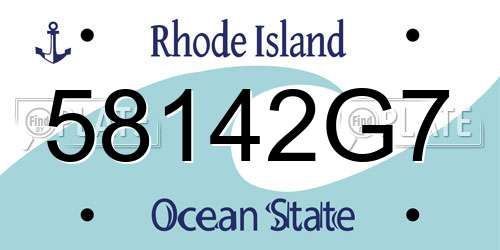 58142G7 Rhode Island License Plate