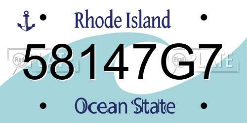 58147G7 Rhode Island License Plate
