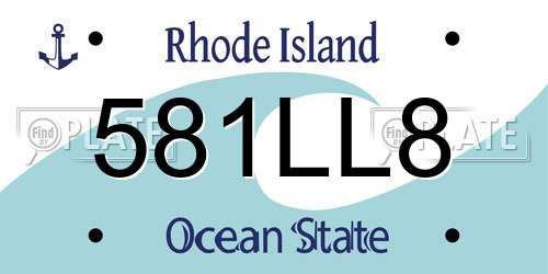 581LL8 Rhode Island License Plate