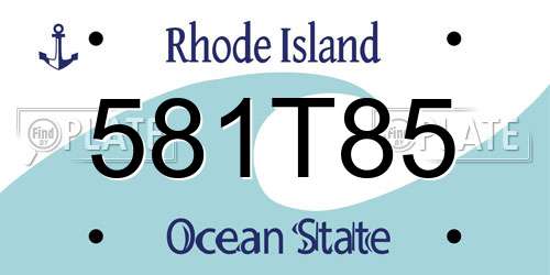 581T85 Rhode Island License Plate