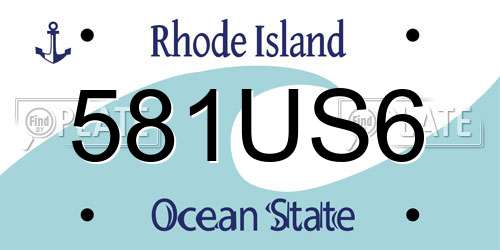 581US6 Rhode Island License Plate