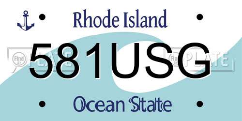 581USG Rhode Island License Plate