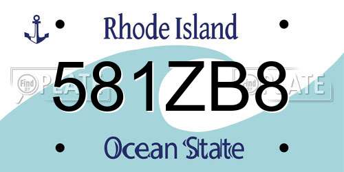 581ZB8 Rhode Island License Plate