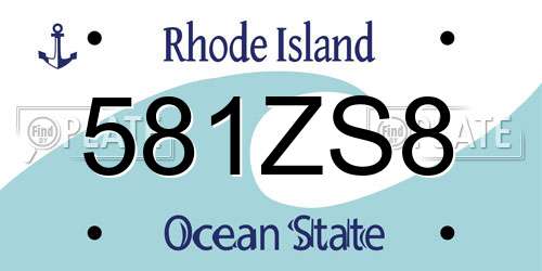 581ZS8 Rhode Island License Plate