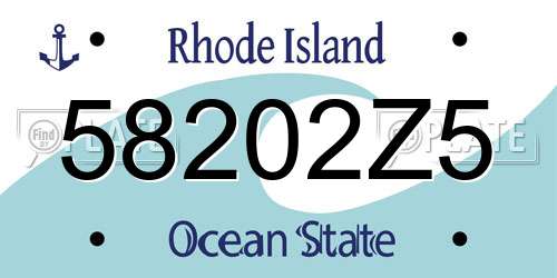 58202Z5 Rhode Island License Plate