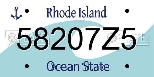 58207Z5 Rhode Island License Plate