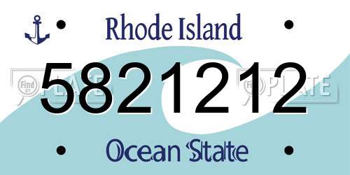 5821212 Rhode Island License Plate