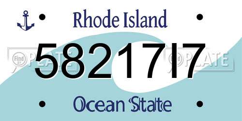 58217I7 Rhode Island License Plate