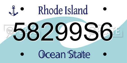 58299S6 Rhode Island License Plate