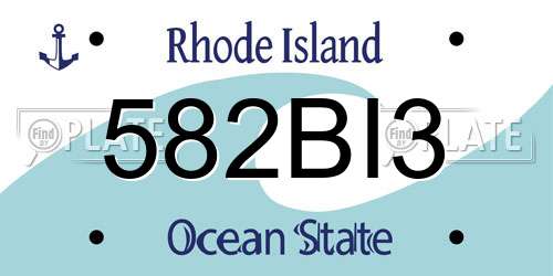 582BI3 Rhode Island License Plate