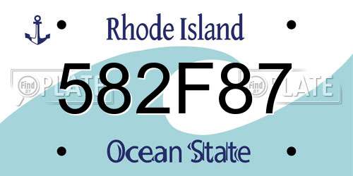 582F87 Rhode Island License Plate