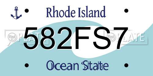 582FS7 Rhode Island License Plate