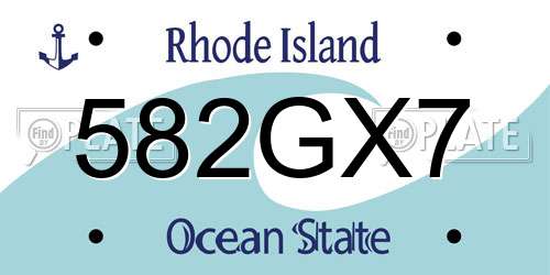 582GX7 Rhode Island License Plate