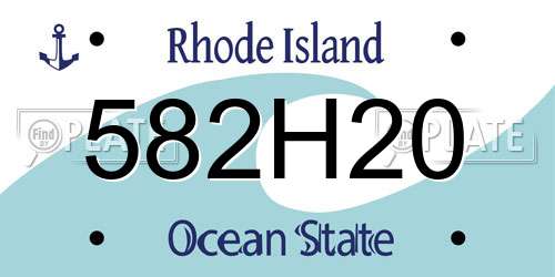 582H20 Rhode Island License Plate