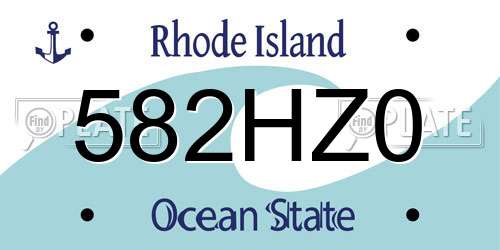 582HZ0 Rhode Island License Plate