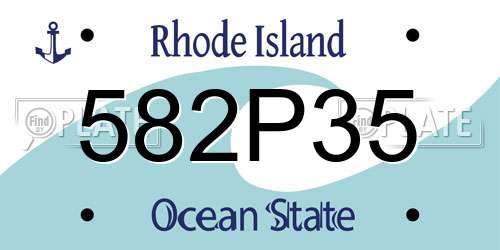 582P35 Rhode Island License Plate