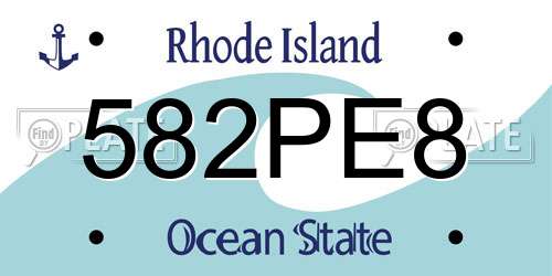 582PE8 Rhode Island License Plate