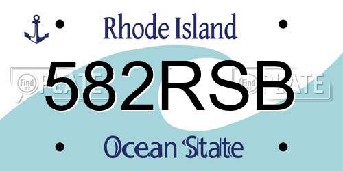 582RSB Rhode Island License Plate