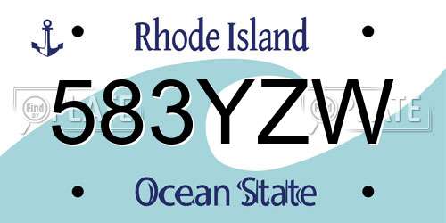 583YZW Rhode Island License Plate