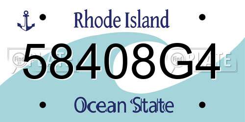 58408G4 Rhode Island License Plate