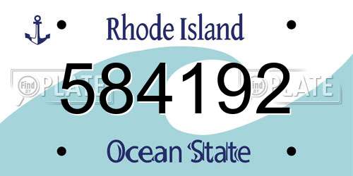 584192 Rhode Island License Plate