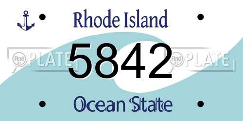 5842 Rhode Island License Plate