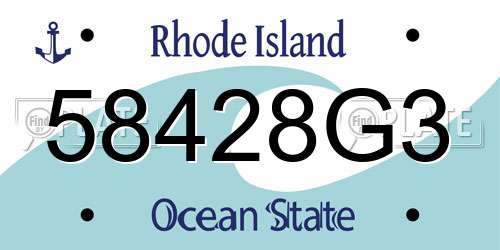58428G3 Rhode Island License Plate
