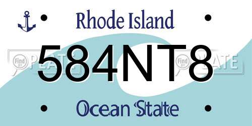 584NT8 Rhode Island License Plate