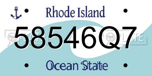 58546Q7 Rhode Island License Plate