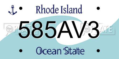 585AV3 Rhode Island License Plate