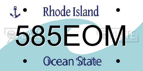585EOM Rhode Island License Plate