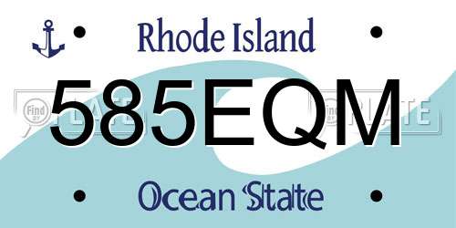 585EQM Rhode Island License Plate