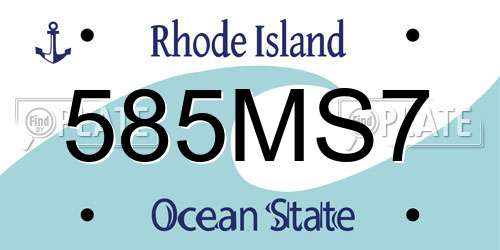 585MS7 Rhode Island License Plate