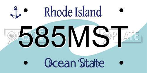 585MST Rhode Island License Plate