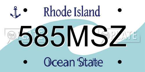 585MSZ Rhode Island License Plate