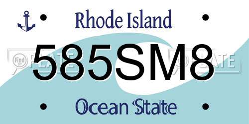 585SM8 Rhode Island License Plate