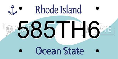 585TH6 Rhode Island License Plate