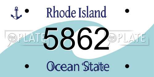 5862 Rhode Island License Plate