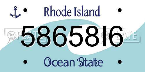 58658I6 Rhode Island License Plate