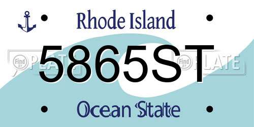 5865ST Rhode Island License Plate
